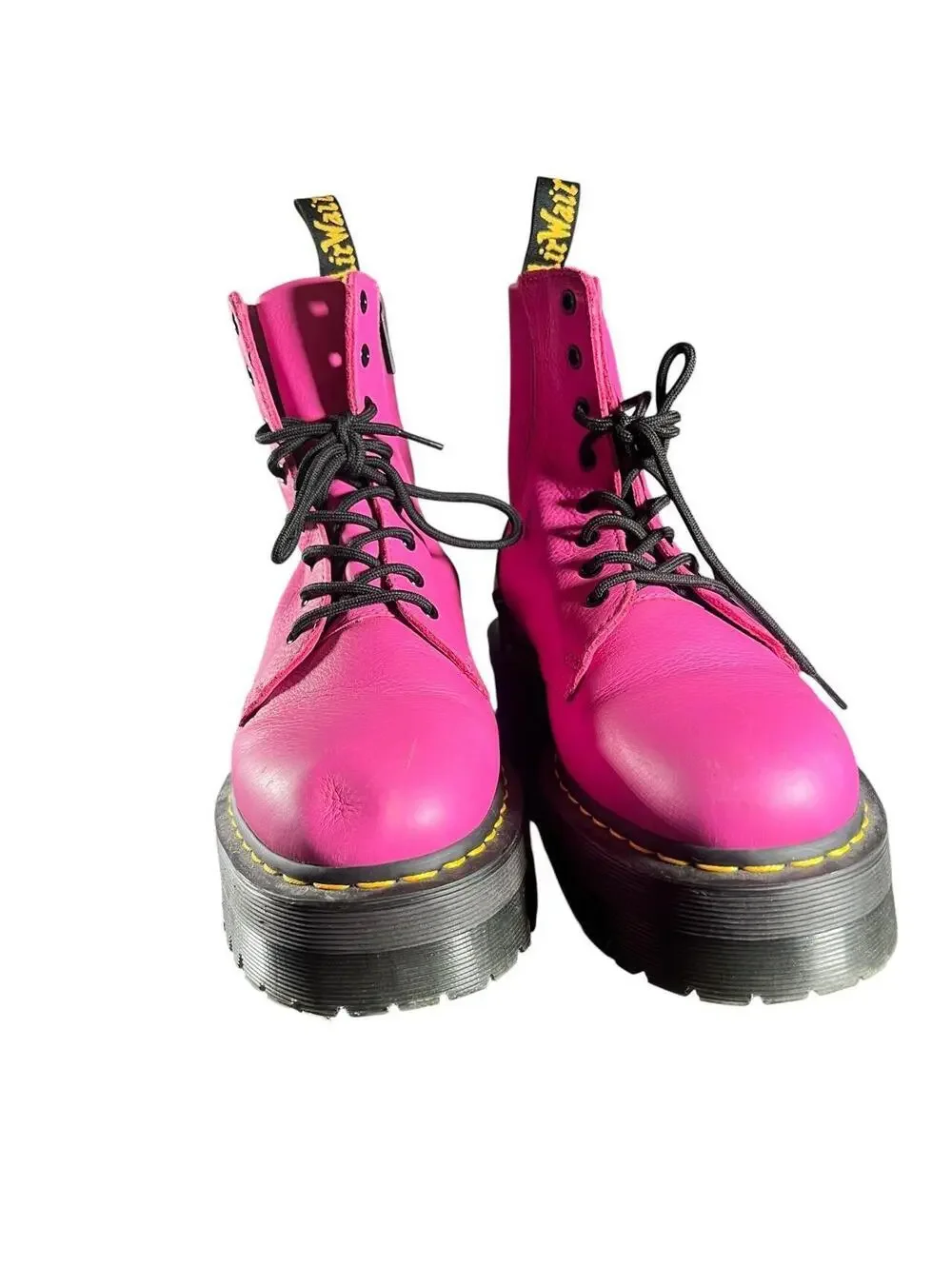Dr. Martens Hot Pink Leather Jadon Platform Combat Boots
